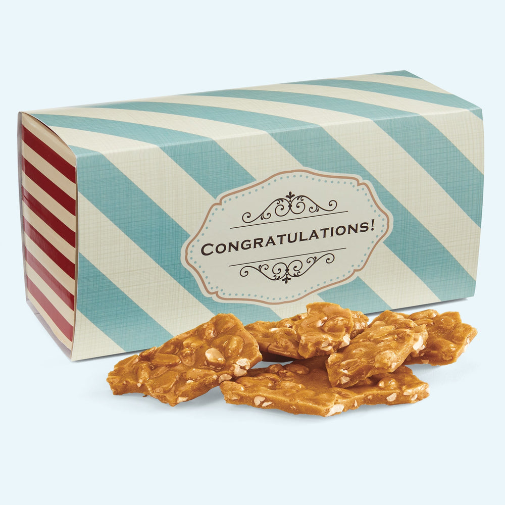 Old Fashioned Peanut Brittle in a Congratulation Themed Gift Box