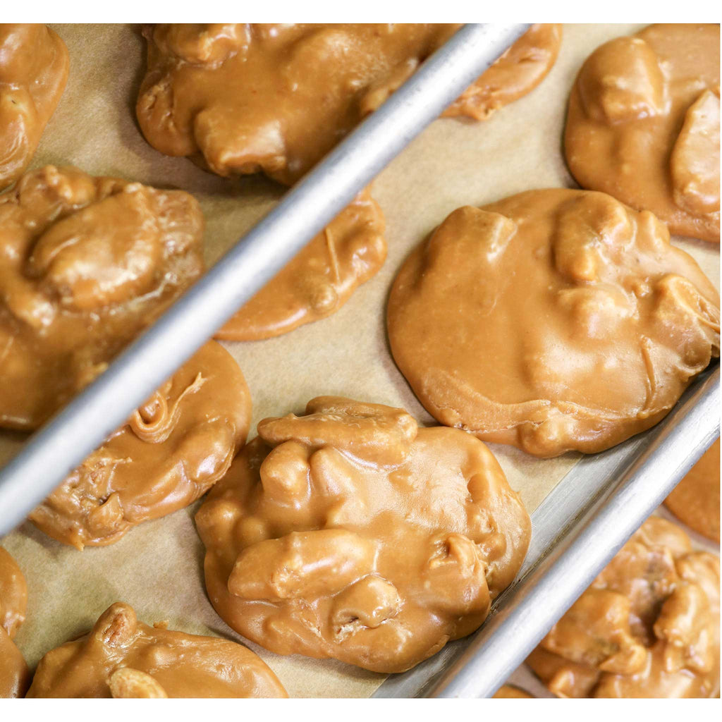 Pecan Pralines on a Baking Sheet
