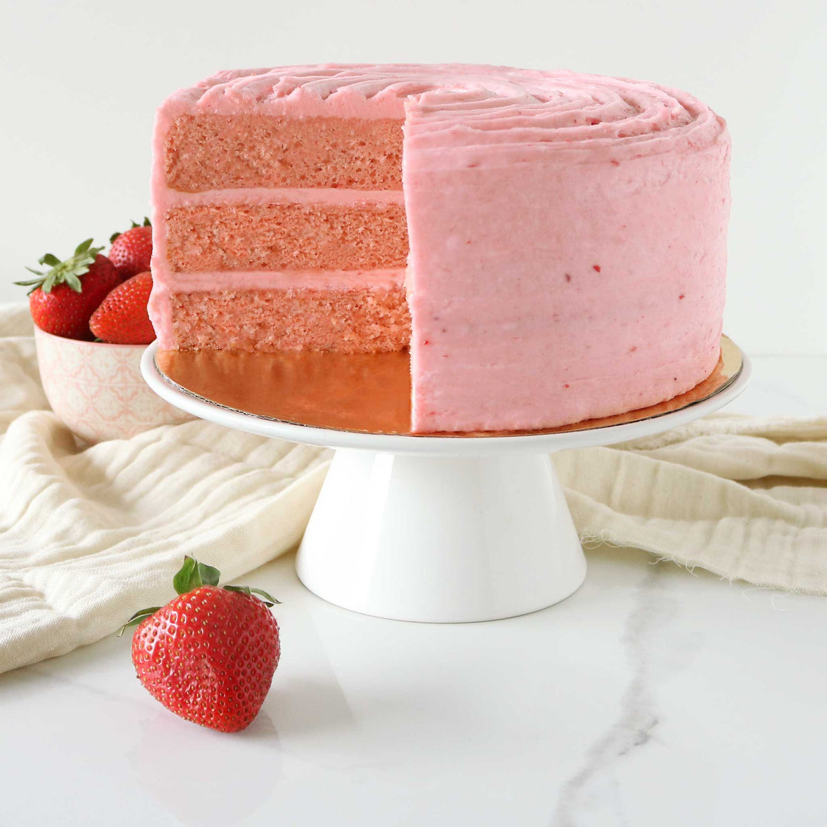 Strawberries & Cream Layer Cake