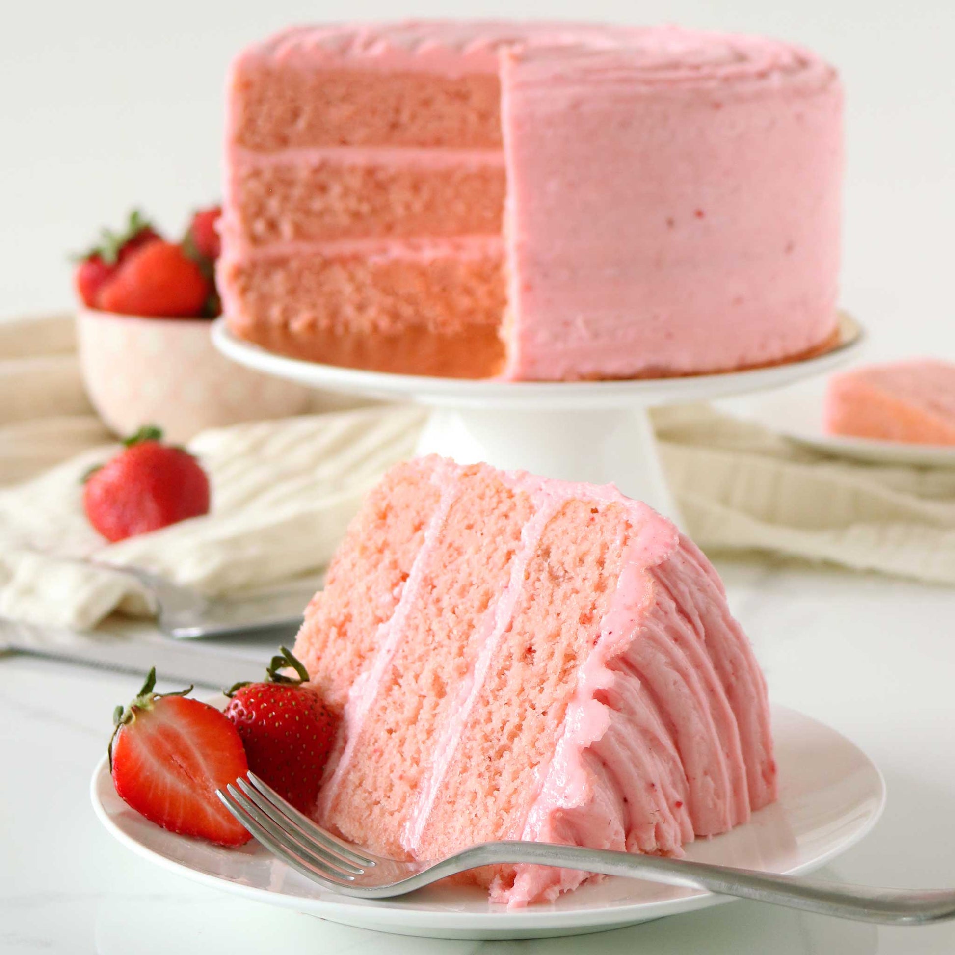 Strawberries & Cream Layer Cake