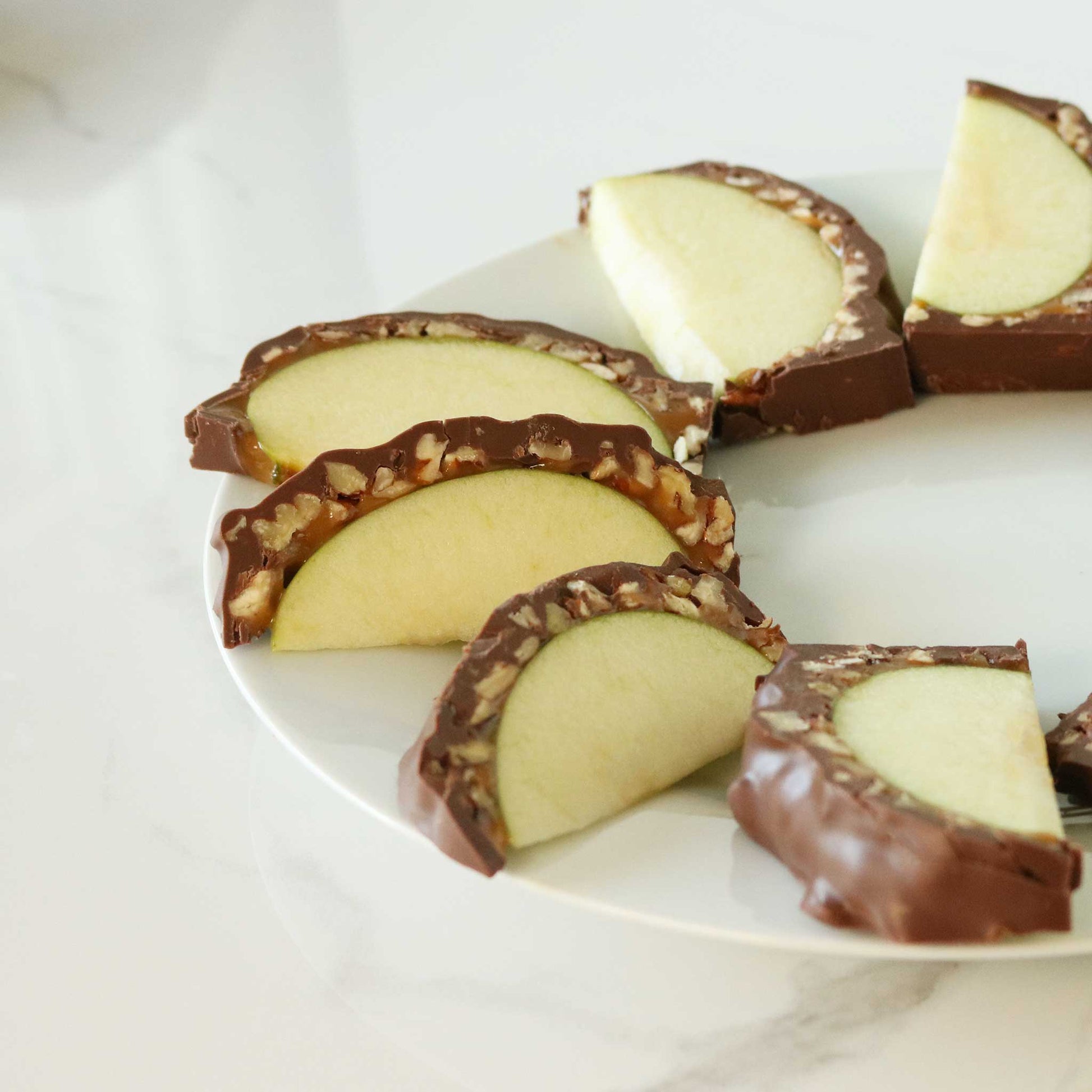 Slices of Caramel Apples with Nuts