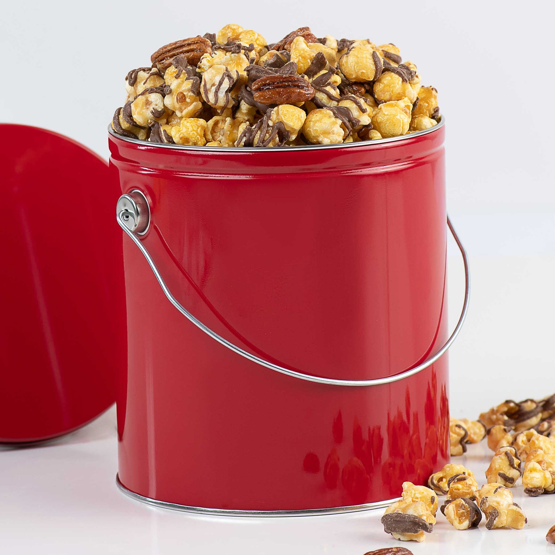 Chocolate Glazed Caramel Pecan Popcorn Tin