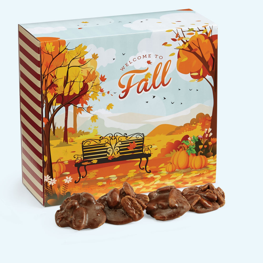 Chocolate Pralines in a Fall Themed Gift Box