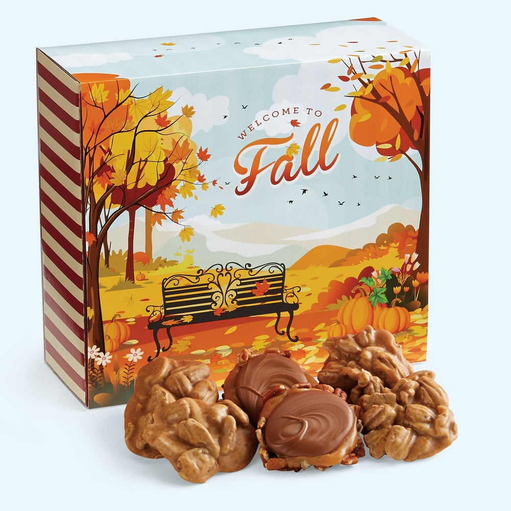 Original Pecan Pralines & Gophers Duo in a Fall Themed Gift Box