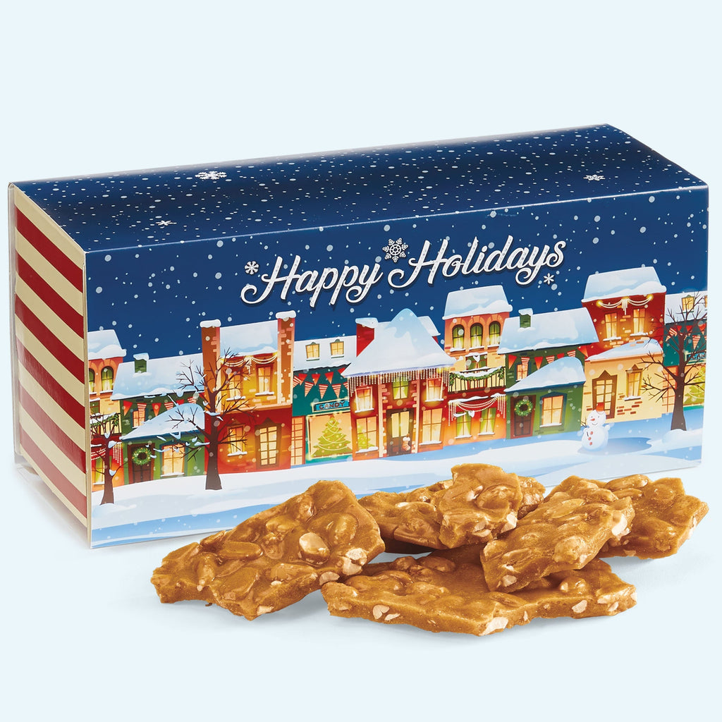 Old Fashioned Peanut Brittle in a Happy Holidays Gift Box