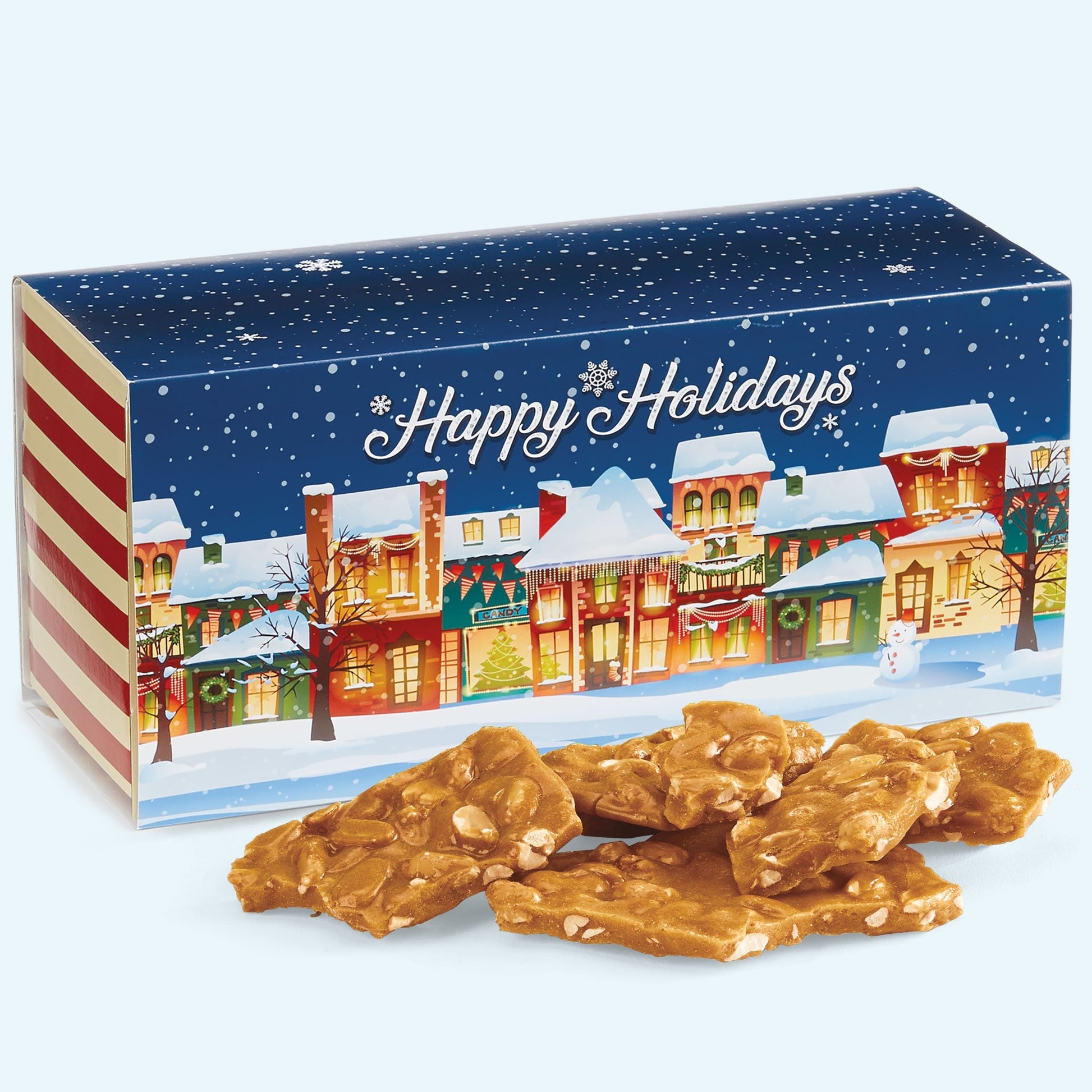 Old Fashioned Peanut Brittle in a Happy Holidays Gift Box