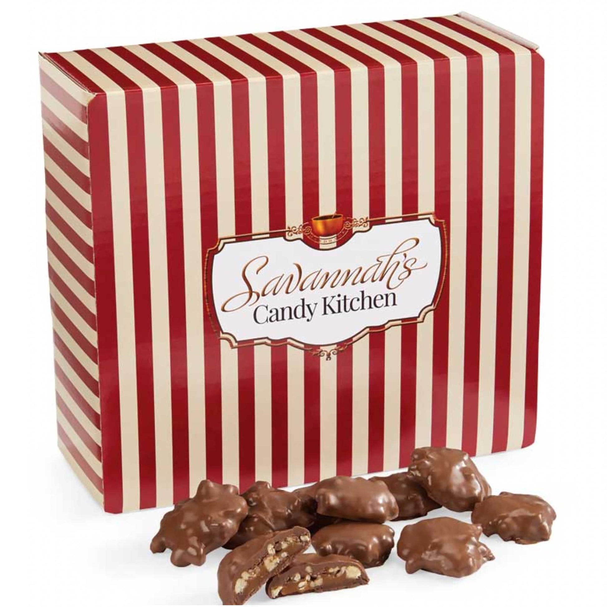 48 Milk Chocolate Baby Turtles in our Signature Striped Box